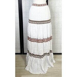 Cecilia Prado Anthropologie White tiered maxi Skirt Size: P/S